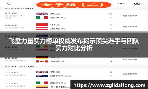 飞盘力量实力榜单权威发布揭示顶尖选手与团队实力对比分析